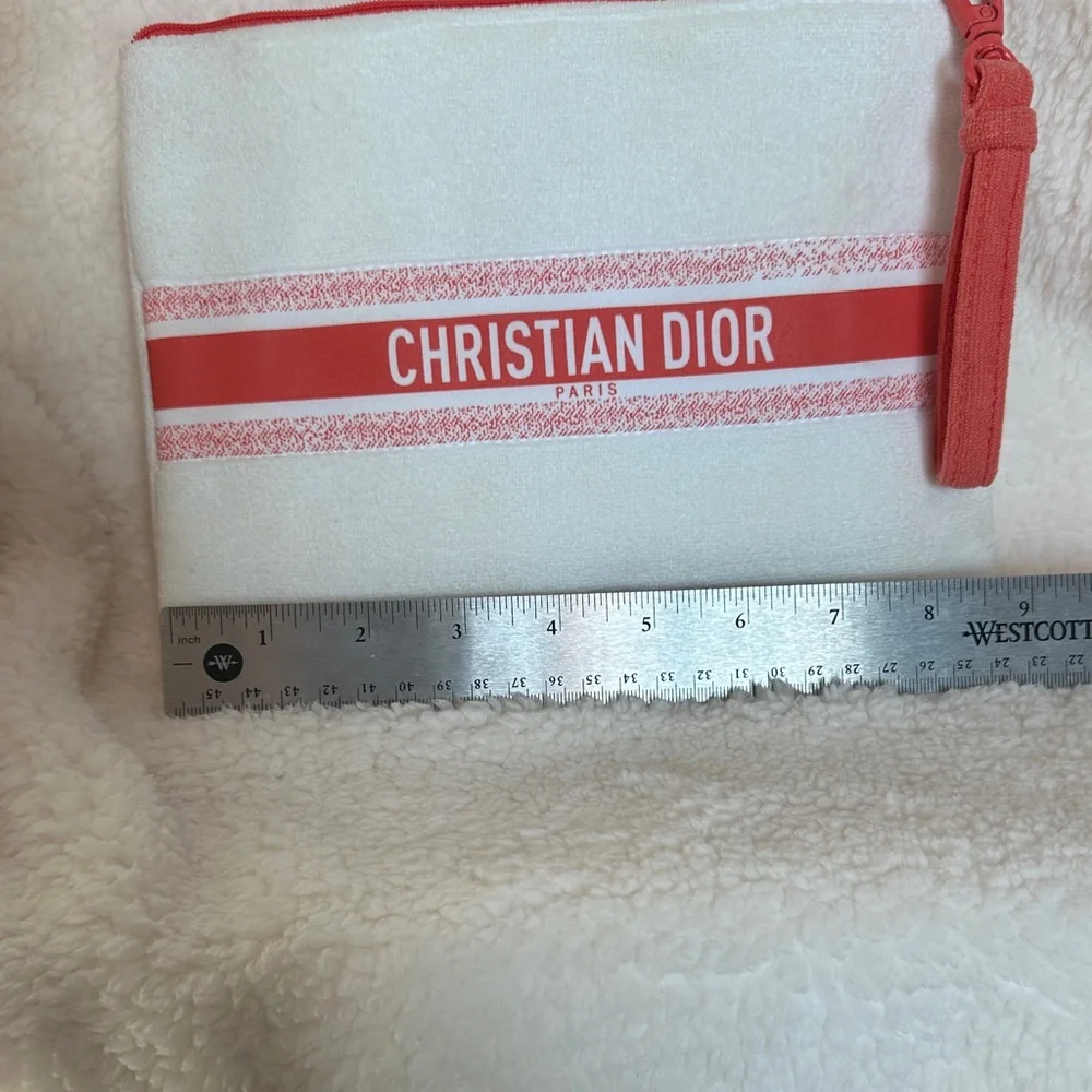 DIOR Novelty‎ Orange & White Striped Pouch Cosmetic Case Wristlet Summer 2024
